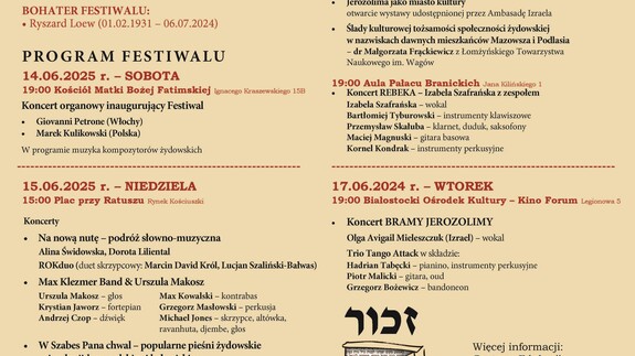 Plakat festiwalu Zachor