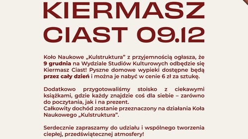 Przedświąteczny Kiermasz Ciast - 9 grudnia